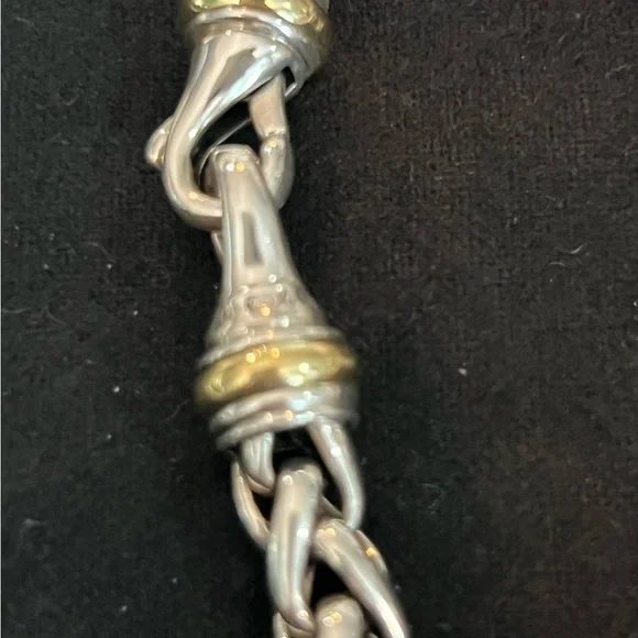 Authentic David Yurman Sterling Silver and
14k Gold Wheat Chain Bracelet - Picture 2 of 4